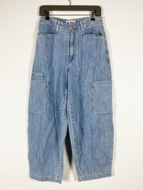 Le Jean Goldie Balloon Cargo Multi Pocket Cargo Denim Pants French Blue 27